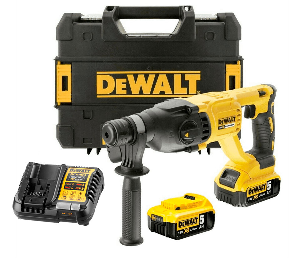 Light hammer 18V SDS-Plus 2.6 J with 2 5Ah batteries and Dewalt DCH133P2 case