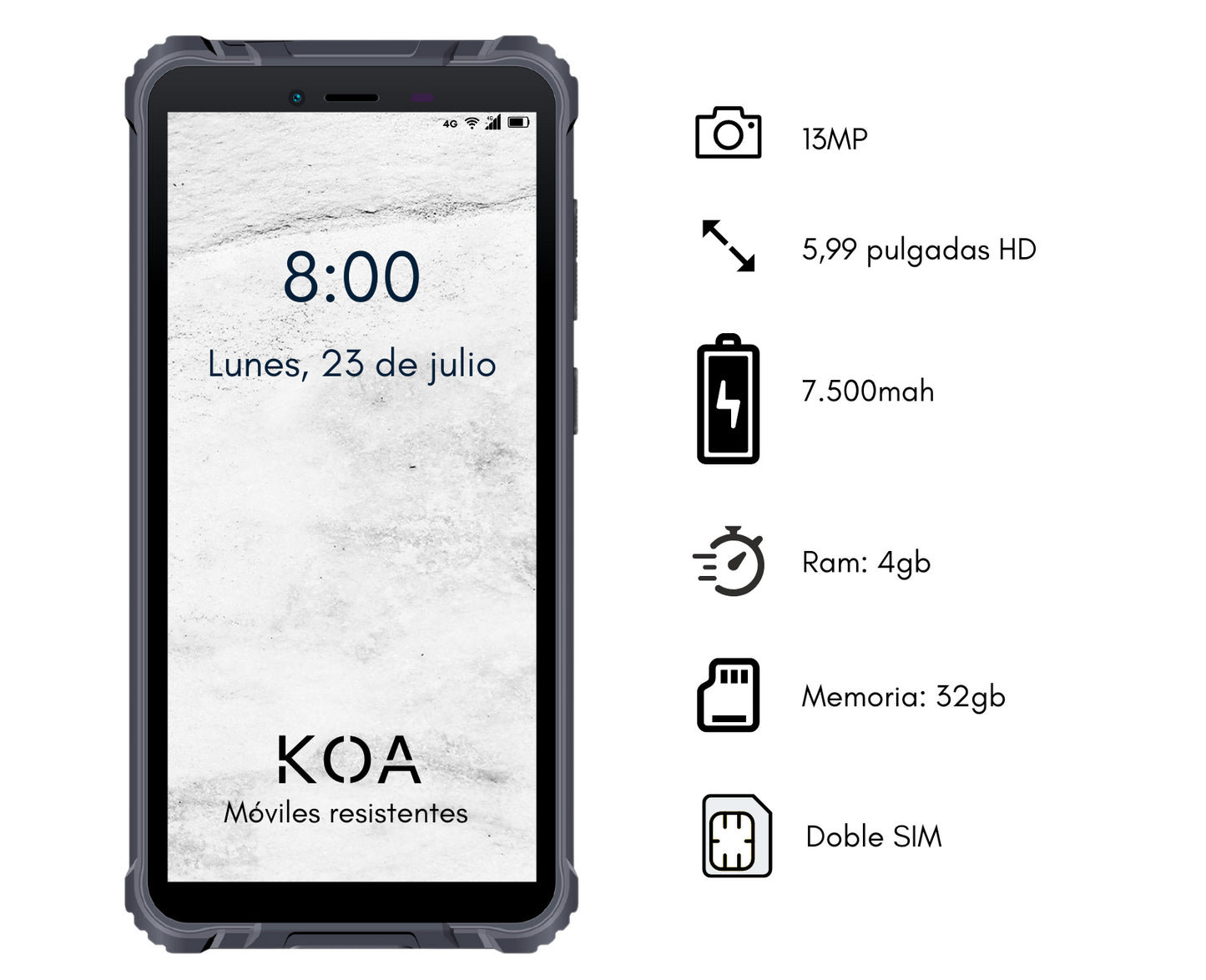 Mobil resistente KOA Rhino 7.500mHa 4GB 13MP  - 10