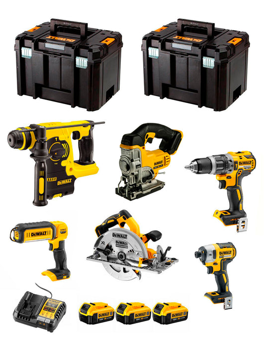 Kit Dewalt con 6 herramientas + 3bat 5Ah + cargador + 2xTSTAK VI DCK673P3