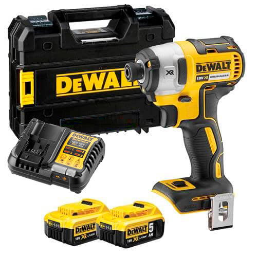 Atornillador de Impacto 18V XR sin escobillas 205Nm con 2 baterías 5Ah y maletín Dewalt DCF887P2