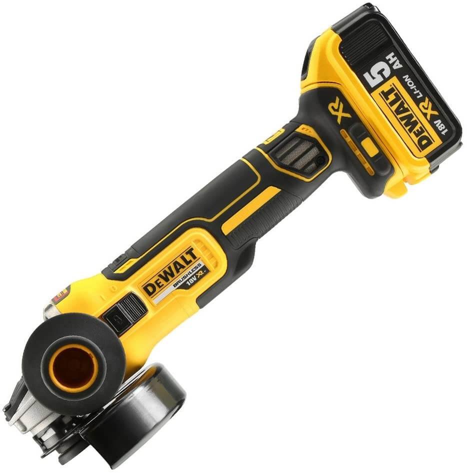 Amoladora 18V XR Sin Escobillas 125mm con 2 baterías 5Ah + Disco + Cargador Dewalt DCG405P2X