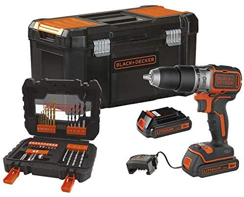 Taladro Percutor Brushless Black+Decker 18V 13mm + 2 baterías 2Ah + caja + 31 accesorios BL188D2KA31 BLACK + DECKER - 1