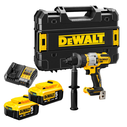 Taladro Percutor sin escobillas 18V 95Nm con 2 baterías 5Ah y maletín Dewalt DCD999P2