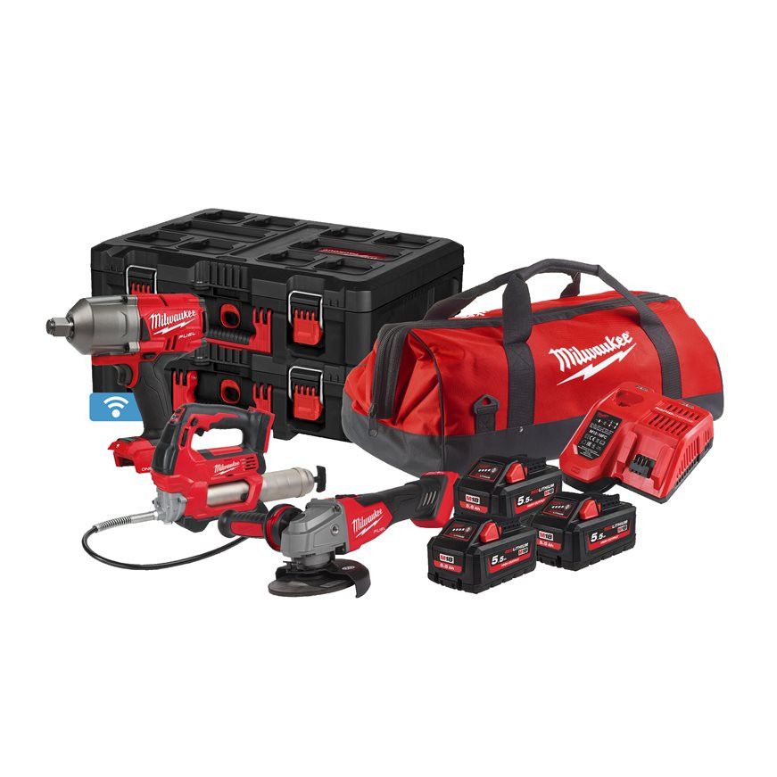 Powerpack 3 outils + 3bat 5.5Ah + Chargeur + 2 caisses Packout + Sac Milwaukee M18 FPP3M-553P MILWAUKEE - 1
